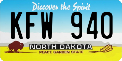 ND license plate KFW940