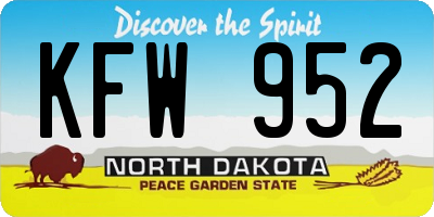 ND license plate KFW952