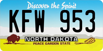 ND license plate KFW953