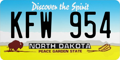 ND license plate KFW954