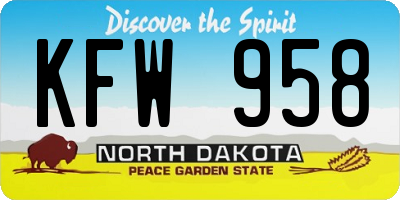 ND license plate KFW958