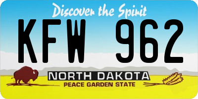 ND license plate KFW962