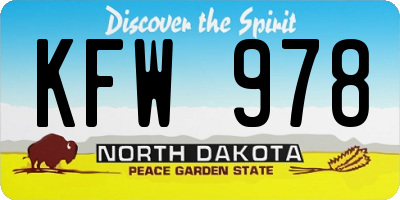 ND license plate KFW978