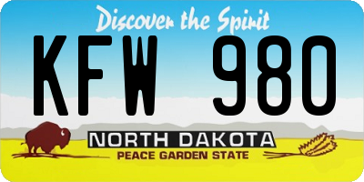 ND license plate KFW980