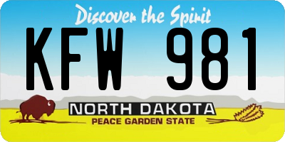 ND license plate KFW981