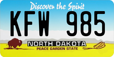 ND license plate KFW985