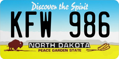 ND license plate KFW986