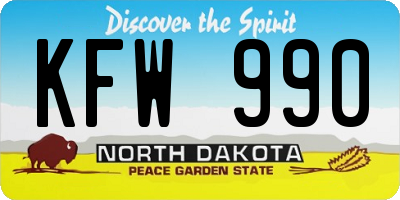 ND license plate KFW990