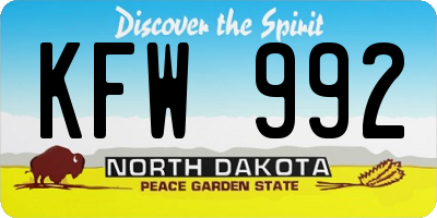 ND license plate KFW992