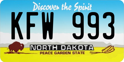 ND license plate KFW993