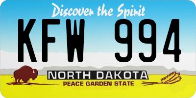 ND license plate KFW994
