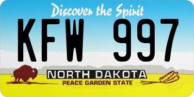 ND license plate KFW997