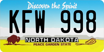 ND license plate KFW998