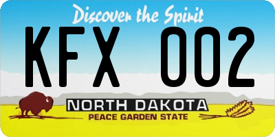 ND license plate KFX002