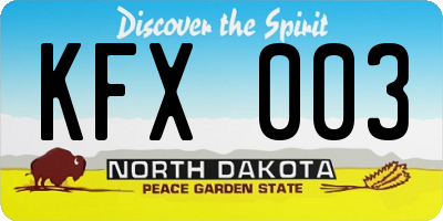 ND license plate KFX003
