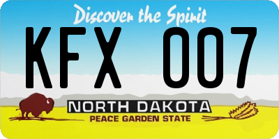 ND license plate KFX007