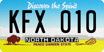 ND license plate KFX010