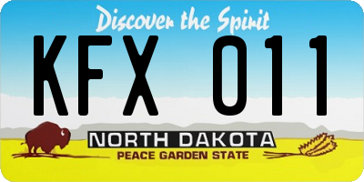 ND license plate KFX011
