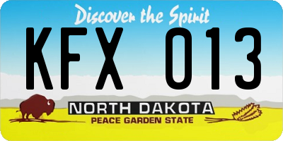ND license plate KFX013