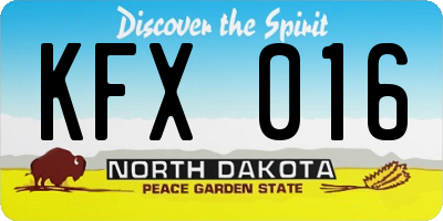 ND license plate KFX016