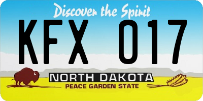 ND license plate KFX017