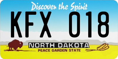 ND license plate KFX018