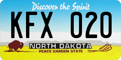 ND license plate KFX020