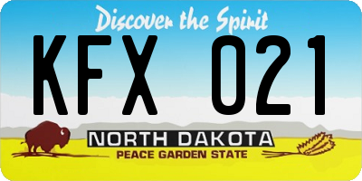 ND license plate KFX021