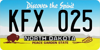 ND license plate KFX025
