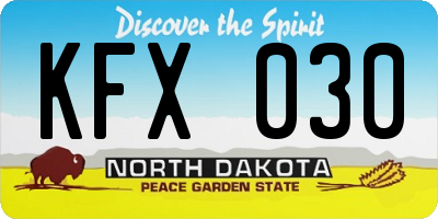 ND license plate KFX030