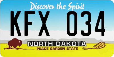 ND license plate KFX034