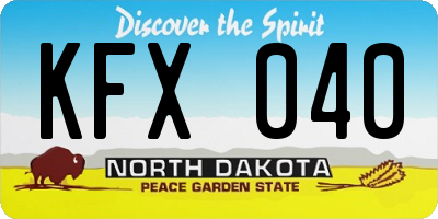 ND license plate KFX040