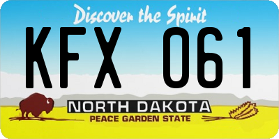 ND license plate KFX061