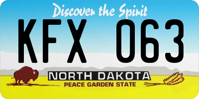 ND license plate KFX063