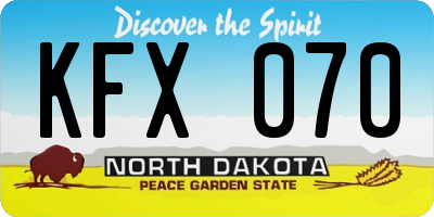 ND license plate KFX070