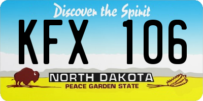 ND license plate KFX106
