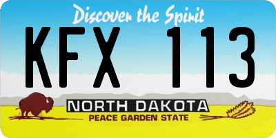 ND license plate KFX113