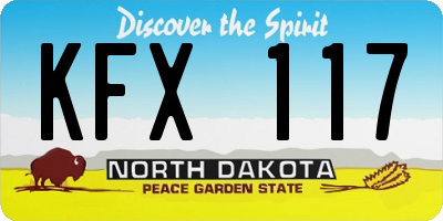 ND license plate KFX117