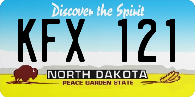 ND license plate KFX121