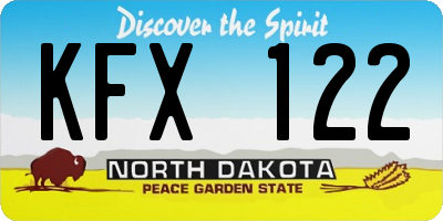 ND license plate KFX122