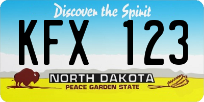 ND license plate KFX123