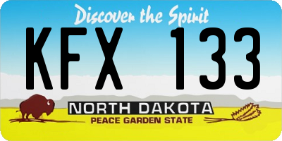ND license plate KFX133