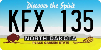 ND license plate KFX135