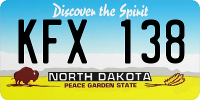 ND license plate KFX138