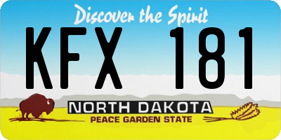 ND license plate KFX181