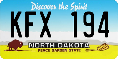 ND license plate KFX194