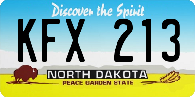 ND license plate KFX213