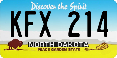 ND license plate KFX214