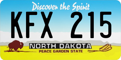 ND license plate KFX215