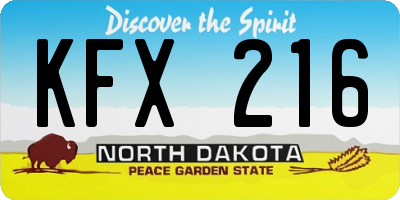 ND license plate KFX216